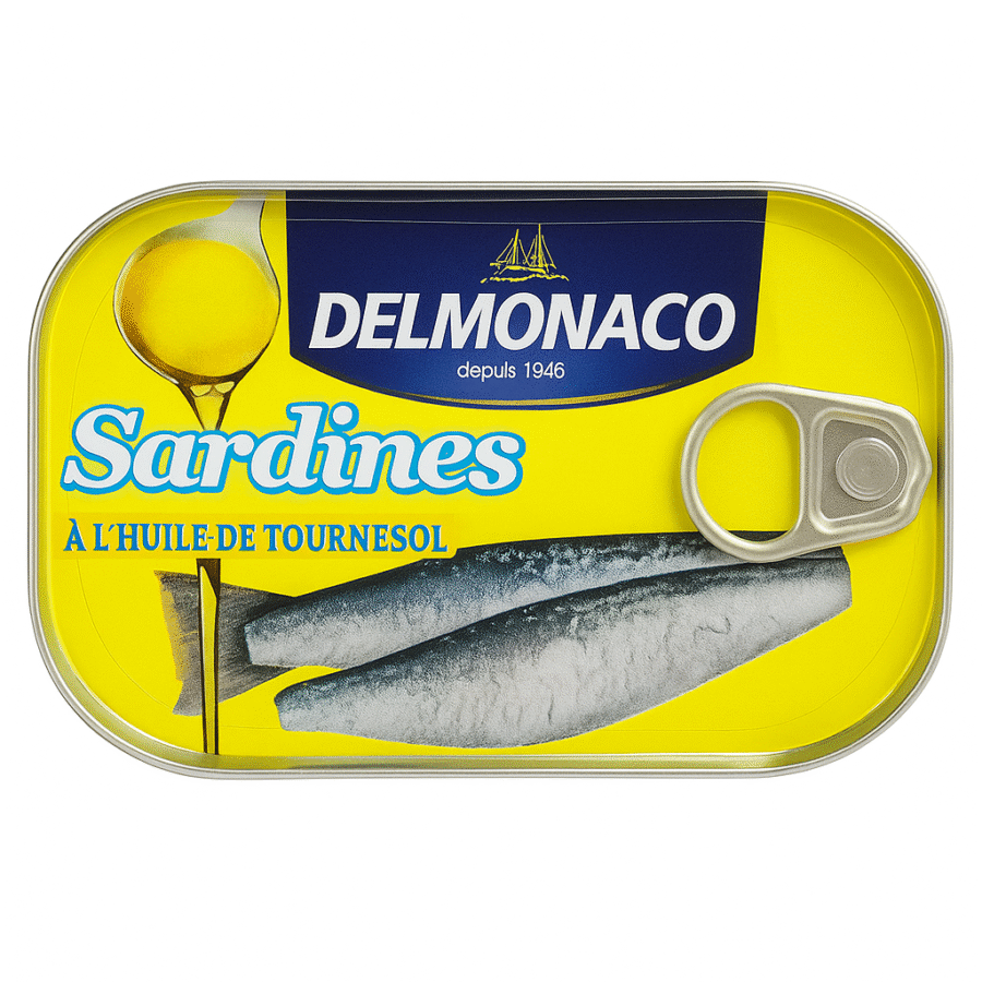 Delmonaco Sardiner i Solrosolja – 125g - Bild 1